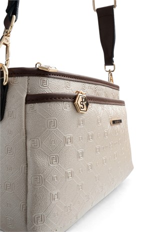 Silver Polo Bej - Kahve Logolu Kadın Çapraz Çanta SP1184
