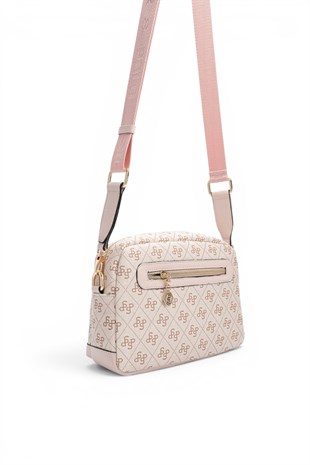Silver Polo Pembe - Pudra Monogram Kadın Çapraz Çanta SP1201