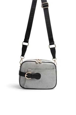 Silver Polo Füme - Siyah Süet Kadın Çapraz Çanta SP1256