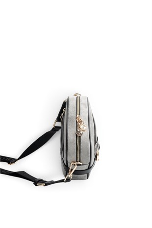 Silver Polo Füme - Siyah Süet Kadın Çapraz Çanta SP1256
