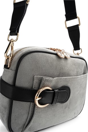 Silver Polo Füme - Siyah Süet Kadın Çapraz Çanta SP1256