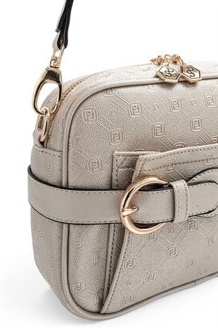 Silver Polo Bej - Bej Logolu Kadın Çapraz Çanta SP1256