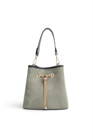 Silver Polo Life Yeşil - Siyah Süet Kadın Çapraz Çanta SP1266