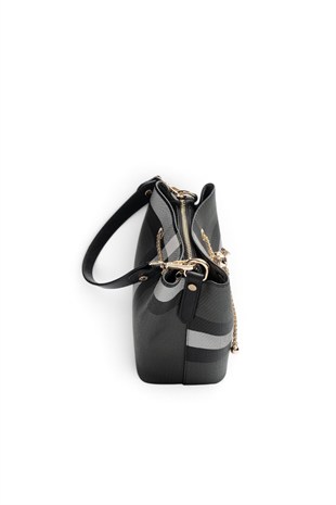 Silver Polo Siyah - Siyah Ekose Kadın Çapraz Çanta SP1266