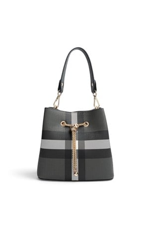 Silver Polo Siyah - Siyah Ekose Kadın Çapraz Çanta SP1266