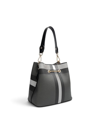 Silver Polo Siyah - Siyah Ekose Kadın Çapraz Çanta SP1266