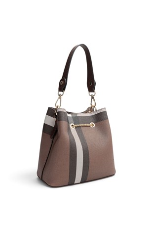 Silver Polo Koyu Kahve - Kahve Ekose Kadın Çapraz Çanta SP1266