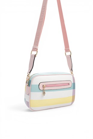 Silver Polo Lila - Pembe Ekose Kadın Çapraz Çanta SP1267