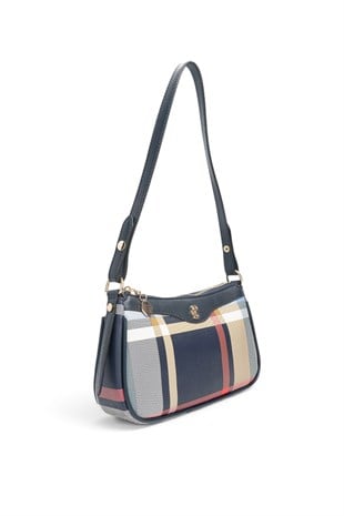 Silver Polo Lacivert - Lacivert Ekose Kadın Çapraz Çanta SP1274