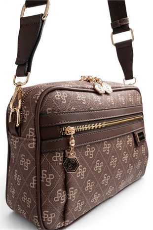 Silver Polo Kahve - Kahve Monogram Kadın Çapraz Çanta SP1280