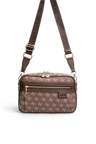 Silver Polo Kahve - Kahve Monogram Kadın Çapraz Çanta SP1280