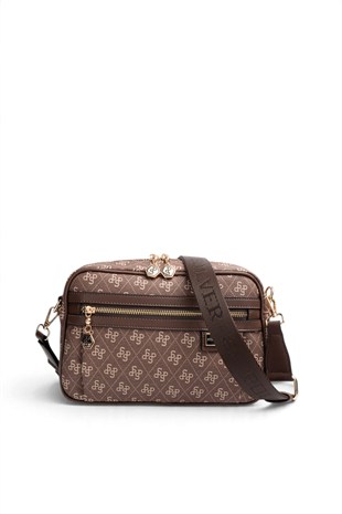Silver Polo Kahve - Kahve Monogram Kadın Çapraz Çanta SP1280