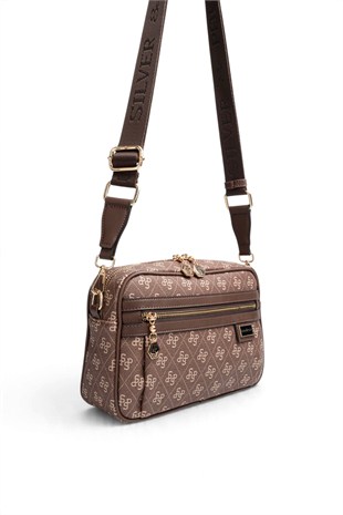 Silver Polo Kahve - Kahve Monogram Kadın Çapraz Çanta SP1280