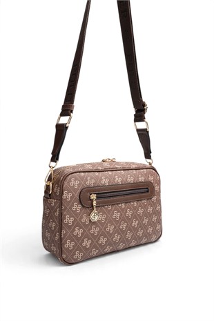 Silver Polo Kahve - Kahve Monogram Kadın Çapraz Çanta SP1280