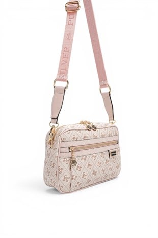 Silver Polo Pembe - Pudra Monogram Kadın Çapraz Çanta SP1280