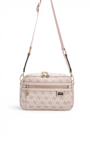 Silver Polo Pembe - Pudra Monogram Kadın Çapraz Çanta SP1280