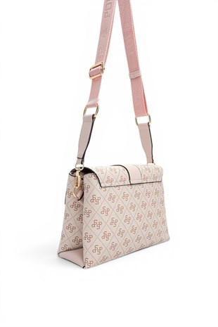 Silver Polo Pembe - Pudra Monogram Kadın Çapraz Çanta SP1287