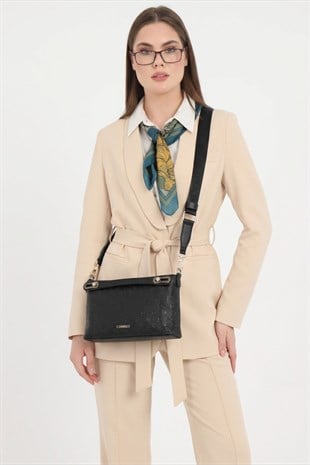 Silver Polo Siyah - Siyah Logolu Kadın Çapraz Çanta SP1288