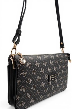 Silver Polo Füme - Siyah Monogram Kadın Çapraz Çanta SP1291