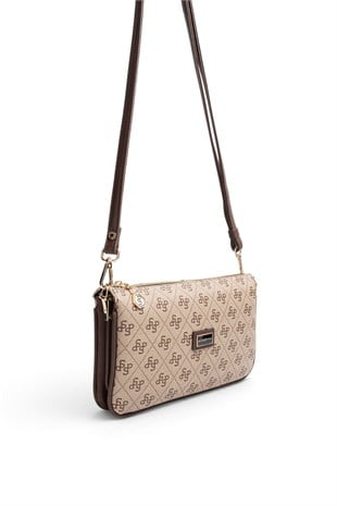 Silver Polo Kahve - Kahve Monogram Kadın Çapraz Çanta SP1291