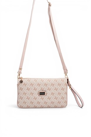 Silver Polo Pembe - Pudra Monogram Kadın Çapraz Çanta SP1291