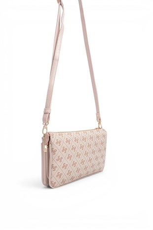 Silver Polo Pembe - Pudra Monogram Kadın Çapraz Çanta SP1291