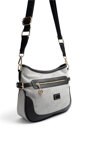 Silver Polo Füme - Siyah Süet Kadın Çapraz Çanta SP1296