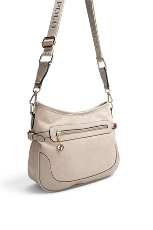 Silver Polo Bej - Kum Süet Kadın Çapraz Çanta SP1296