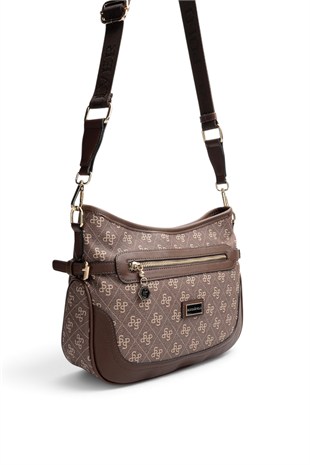 Silver Polo Kahve - Kahve Monogram Kadın Çapraz Çanta SP1296