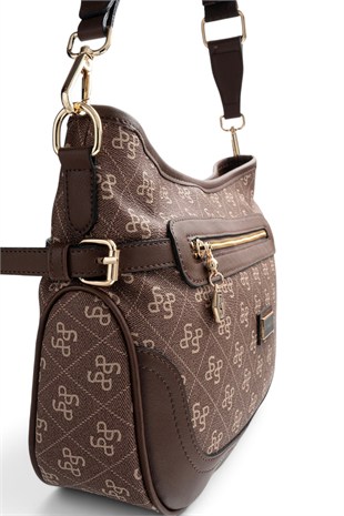 Silver Polo Kahve - Kahve Monogram Kadın Çapraz Çanta SP1296