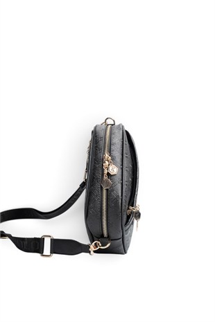 Silver Polo Siyah - Siyah Logolu Kadın Çapraz Çanta SP1297