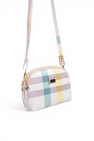 Silver Polo Lila - Pembe Ekose Kadın Çapraz Çanta SP765