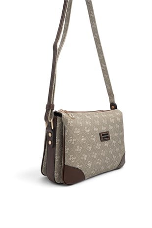 Silver Polo Y.Yeşil - Kahve Monogram Kadın Çapraz Çanta SP784