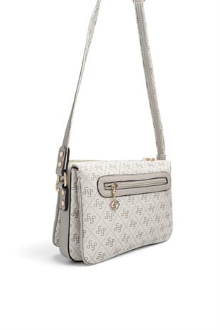 Silver Polo A.Gri - Gri Monogram Kadın Çapraz Çanta SP784