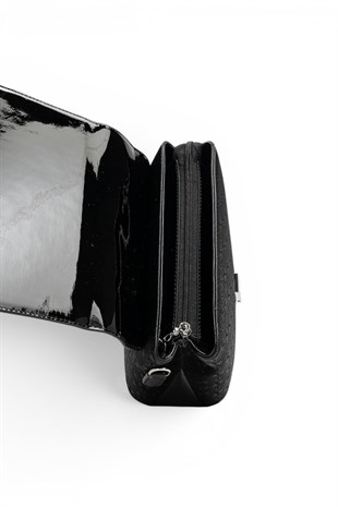 Silver Polo Siyah - Rugan Siyah Fashion Kadın Çapraz Çanta SP838