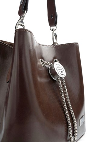 Silver Polo Kahve - Kahve Düz Cilt Kadın Çapraz Çanta SP967