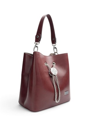 Silver Polo Bordo - Bordo Düz Cilt Kadın Çapraz Çanta SP967