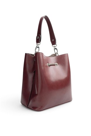 Silver Polo Bordo - Bordo Düz Cilt Kadın Çapraz Çanta SP967