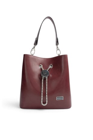 Silver Polo Bordo - Bordo Düz Cilt Kadın Çapraz Çanta SP967