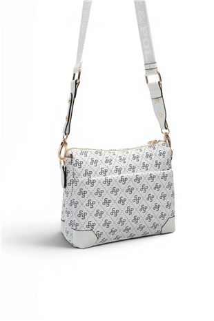 Silver Polo SP1110 Kadın Çapraz Çanta Monogram Beyaz-Beyaz