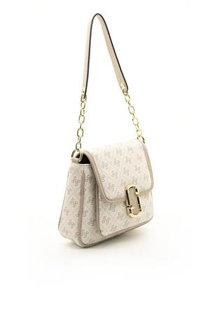 Silver Polo SP1147 Kadın Omuz Çantası Monogram Bej-Kum