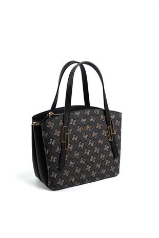 Silver & Polo SP1021 Kadın El Çantası Monogram Füme-Siyah