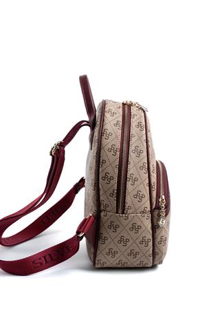 Silver & Polo Koyu Bej - Bordo SP945 Kadın Sırt Çantası