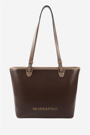 Silver Polo SP1204 Kadın Omuz Çantası Düz Kahve-Vizon