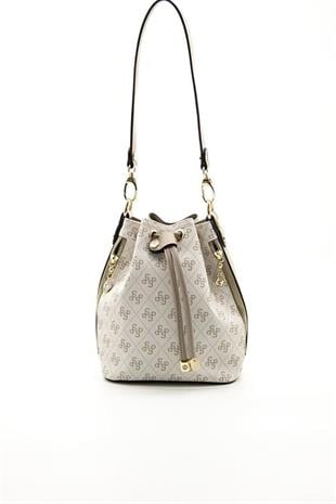 Silver Polo SP1137 Kadın Omuz Çantası Monogram Bej-Kum