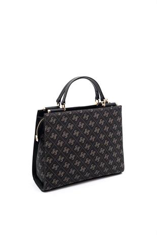 Silver & Polo SP1166 Kadın El Çantası Monogram Füme-Siyah