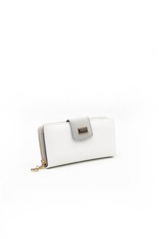 Silver & Polo SP928 Kadın Cüzdan & Kartlık Logolu Beyaz-A.Gri