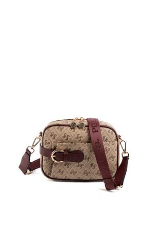 Silver & Polo Koyu Bej - Bordo SP1256 Çapraz Çanta