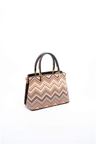 Silver & Polo SP987 Kadın El Çantası Ekose Nut-Kahve