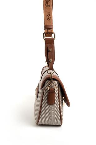 Silver & Polo SP1182 Kadın Çapraz Çanta Hasır Bej-Taba